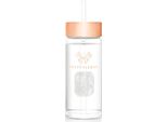 Borraccia In Vetro Crystallove Con Cristallo Di Rocca E Cannuccia, 400 Ml