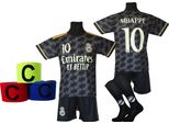Set Da Calcio Mbappe, Maglietta Nera, Pantaloncini, Calzini + Fascia - Taglia 152