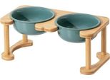 Ciotola Per Cani In Ceramica Rialzata Con Supporto Antiscivolo Per Cani Di Taglia Media E Grande. Ciotola Per Cibo E Acqua, Ciotola Per Animali Domestici (Doppia 17,5 Cm, Verde Scuro)