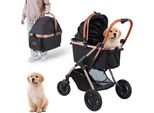 Passeggino Per Cani - Passeggino Pieghevole Per Cani - Passeggino Per Cani - Con Cesto Portaoggetti - Per Cani Di Piccola E Media Taglia - Capacità Di Carico Fino A 30 Kg - Impermeabile - Nero