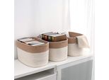 Cestini Portaoggetti In Corda Di Cotone Da 20 Litri - Set Di 3 - Cestini Portaoggetti Per Scaffali - Pieghevoli - Cestini Portaoggetti Per Bagno Con Maniglie