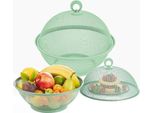 Cesto Di Frutta Con Coperchio Per Frutta E Snack - Cesto In Rete Metallica - Fruttiera Coperta - 2 Cesti Di Frutta E Coperchio - Verde Chiaro