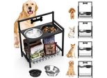 Ciotola Per Cani Rialzata, Alimentazione Lenta, Ciotola Per Cani, Regolabile In Altezza, Con Ciotole In Acciaio Inox E Portaoggetti, Ciotola Per Cani Rialzata Per Cani Di Media E Grande Taglia