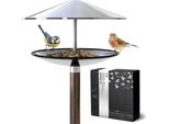 Casetta Per Uccelli E Vasca Per Uccelli 2 In 1 Con Supporto, Resistente Alle Intemperie, In Acciaio Inox, Mangiatoia Per Uccelli Di Design, In Piedi, Resistente Al Gelo, Resistente All'inverno, Mangiatoia Per Uccelli Balcone