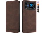Custodia Per Cubot A20, Flip Case In Finto Cuoio Retrò Con Supporto E Slot Per Carte Di Credito Marrone