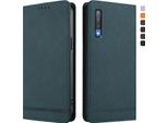 Custodia Per Samsung Galaxy A7 2018, Retro Custodia Flip In Finto Cuoio Con Supporto E Slot Per Carte Verde