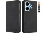 Custodia Per Xiaomi Redmi Note 13 4G, Retro Custodia Flip In Finto Cuoio Con Supporto E Slot Per Schede Nero