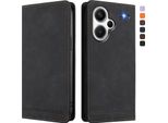 Custodia Per Xiaomi Redmi Note 13 Pro+, Retro Custodia Flip In Finto Cuoio Con Supporto E Slot Per Schede Nero
