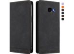 Custodia Per Samsung Galaxy A3 2017, Custodia Retro In Finto Cuoio Flip Con Supporto E Slot Per Schede Nero