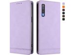 Custodia Per Samsung Galaxy A7 2018, Retro Custodia Flip In Finto Cuoio Con Supporto E Slot Per Carte Purple