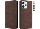 Custodia Per Xiaomi Poco M6 Pro 5G/Redmi 12 4G/5G, Retro Custodia In Finto Cuoio Flip Con Supporto E Slot Per Schede Brown