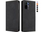 Custodia Per Xiaomi Redmi Note 10S/Note 10 4G, Retro Custodia In Finto Cuoio Flip Con Supporto E Slot Per Schede Nero