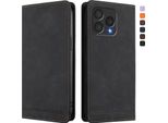 Custodia Per Cubot A40, Flip Case In Finto Cuoio Retrò Con Supporto E Slot Per Carte Di Credito Nero