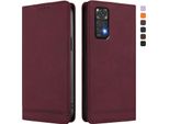 Custodia Per Xiaomi Redmi Note 11S/Note 11 4G, Retro Custodia In Finto Cuoio Flip Con Supporto E Slot Per Carte Rosso