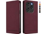 Custodia Per Coolpad X100, Custodia Retro In Finto Cuoio Con Supporto E Slot Per Carte Di Credito Rosso