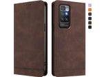 Custodia Per Xiaomi Redmi 10 4G, Retro Custodia In Finto Cuoio Flip Con Supporto E Slot Per Schede Marrone