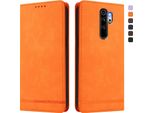 Custodia Per Xiaomi Redmi Note 8 Pro, Retro Custodia In Finto Cuoio Flip Con Supporto E Slot Per Schede Arancione