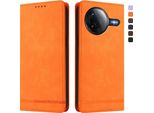 Custodia Per Xiaomi Poco F7 Pro/F7 Ultra, Retro Custodia Flip In Finto Cuoio Con Supporto E Slot Per Schede Arancione
