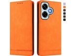 Custodia Per Xiaomi Redmi Note 13 4G, Retro Custodia Flip In Finto Cuoio Con Supporto E Slot Per Schede Arancione
