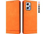Custodia Per Xiaomi Poco X4 Gt/Redmi Note 12T Pro, Retro Custodia Flip In Finto Cuoio Con Supporto E Slot Per Schede Arancione