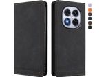 Custodia Per Xiaomi Poco X7/Redmi Note 14 Pro 5G/14 Pro+ 5G, Retro Custodia Flip In Finto Cuoio Con Supporto E Slot Per Schede Nero