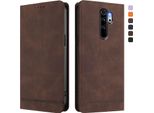 Custodia Per Xiaomi Redmi Note 8 Pro, Retro Custodia In Finto Cuoio Flip Con Supporto E Slot Per Schede Marrone