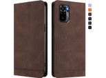 Custodia Per Xiaomi Redmi Note 10S/Note 10 4G, Retro Custodia In Finto Cuoio Flip Con Supporto E Slot Per Schede Marrone