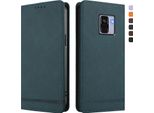 Custodia Per Samsung Galaxy A8 2018, Retro Custodia Flip In Finto Cuoio Con Supporto E Slot Per Carte Verde
