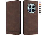 Custodia Per Xiaomi Redmi Note 15 Pro+, Retro Custodia In Finto Cuoio Flip Con Supporto E Slot Per Schede Marrone