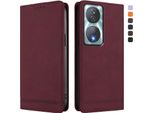 Custodia Per Honor X7B 4G/Honor X7B 5G/Honor 90 Smart, Custodia Retro In Finto Cuoio Flip Con Supporto E Slot Per Carte Rosso
