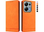 Custodia Per Xiaomi Poco M6 Pro 4G/Redmi Note 13 Pro 4G, Retro Custodia Flip In Finto Cuoio Con Supporto E Slot Per Schede Arancione