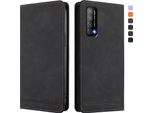 Custodia Per Huawei Y7A, Custodia Retro In Finto Cuoio Con Supporto E Slot Per Carte Nero