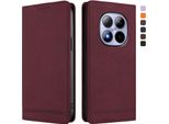 Custodia Per Xiaomi Redmi Note 15 Pro, Retro Custodia In Finto Cuoio Flip Con Supporto E Slot Per Schede Rosso