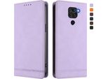 Custodia Per Xiaomi Redmi Note 9 4G, Retro Custodia In Finto Cuoio Flip Con Supporto E Slot Per Carte Purple
