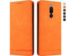Custodia Per Xiaomi Redmi 8/Redmi 8A, Retro Custodia In Finto Cuoio Flip Con Supporto E Slot Per Carte Orange