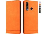 Custodia Per Honor 20 Lite/Honor 10I, Flip Case In Finto Cuoio Retrò Con Supporto E Slot Per Carte Di Credito Arancione