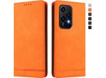 Custodia Per Honor 200 Lite, Flip Case In Finto Cuoio Retrò Con Supporto E Slot Per Carte Di Credito Arancione