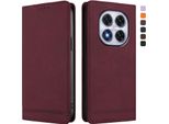 Custodia Per Xiaomi Redmi Note 14 Pro 4G, Retro Custodia Flip In Finto Cuoio Con Supporto E Slot Per Schede Rosso