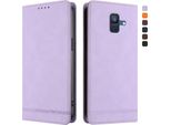 Custodia Per Samsung Galaxy A6 2018, Retro Custodia Flip In Finto Cuoio Con Supporto E Slot Per Carte Purple