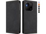 Custodia Per Xiaomi Redmi 10A/Redmi 9C, Retro Custodia In Finto Cuoio Flip Con Supporto E Slot Per Schede Nero