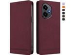 Custodia Per Honor 400, Flip Case In Finto Cuoio Retrò Con Supporto E Slot Per Carte Di Credito Rosso