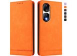 Custodia Per Honor 90 Pro, Flip Case In Finto Cuoio Retrò Con Supporto E Slot Per Carte Di Credito Arancione