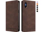 Custodia Per Xiaomi Redmi 9A, Retro Custodia In Finto Cuoio Flip Con Supporto E Slot Per Schede Brown