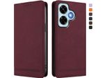 Custodia Per Xiaomi Redmi Note 13 4G, Retro Custodia Flip In Finto Cuoio Con Supporto E Slot Per Carte Rosso