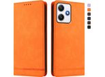Custodia Per Xiaomi Poco M6 Pro 5G/Redmi 12 4G/5G, Retro Custodia In Finto Cuoio Flip Con Supporto E Slot Per Schede Arancione