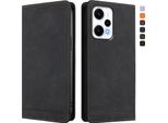 Custodia Per Xiaomi Poco F5/Redmi Note 12 Turbo 5G, Retro Custodia Flip In Finto Cuoio Con Supporto E Slot Per Schede Nero