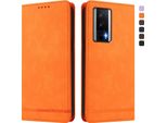Custodia Per Xiaomi Poco F5 Pro/Redmi K60/K60 Pro, Custodia Retro In Finto Cuoio Flip Con Supporto E Slot Per Schede Arancione