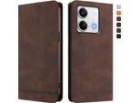 Custodia Per Xiaomi Redmi Note 13 5G, Retro Custodia Flip In Finto Cuoio Con Supporto E Slot Per Schede Brown
