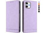 Custodia Per Iphone 12/Iphone 12 Pro, Custodia Retro In Finto Cuoio Con Supporto E Slot Per Carte Di Credito Viola