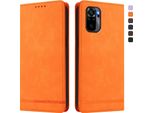 Custodia Per Xiaomi Redmi Note 10S/Note 10 4G, Retro Custodia In Finto Cuoio Flip Con Supporto E Slot Per Schede Arancione